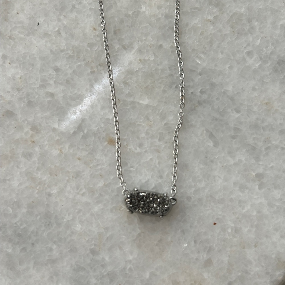 Kendra Scott black drusy necklace silver